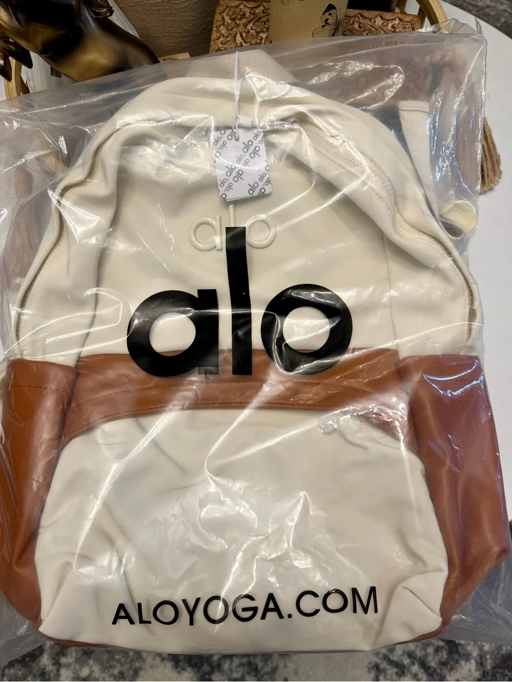 ALO YOGA Cream and Brown Two-Tone Backpack